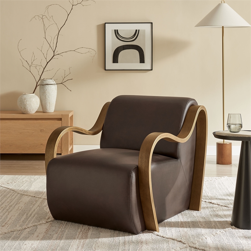 Atrium Vegan Leather Accent Armchair in Espresso
