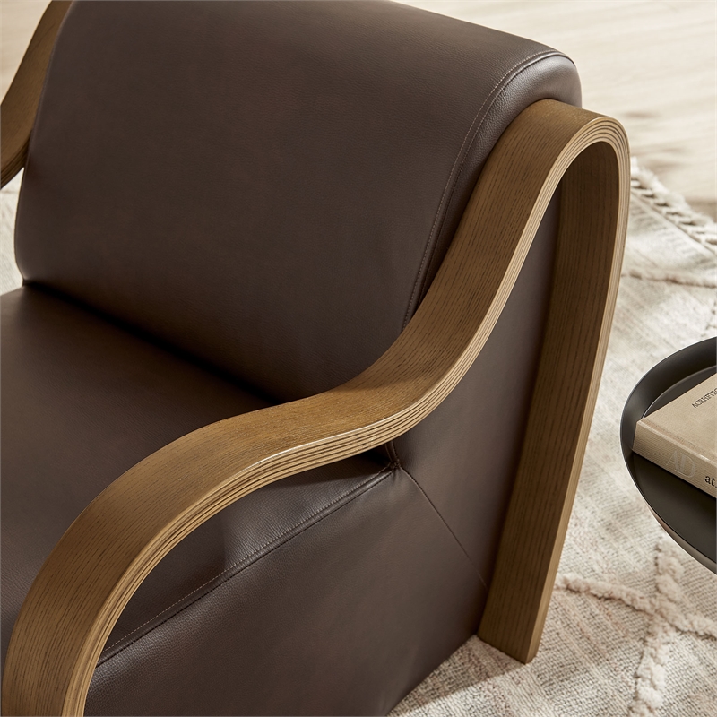 Atrium Vegan Leather Accent Armchair in Espresso