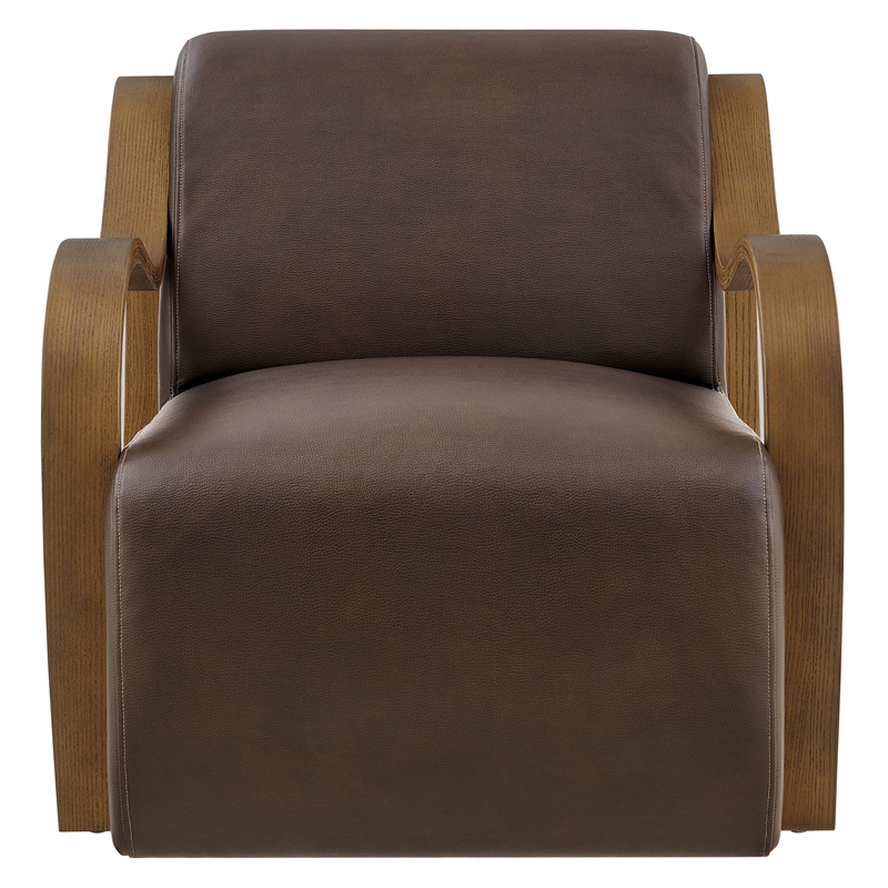 Atrium Vegan Leather Accent Armchair in Espresso