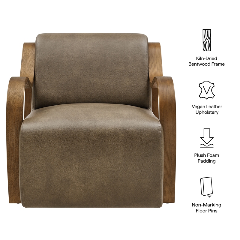 Atrium Vegan Leather Accent Armchair in Mushroom
