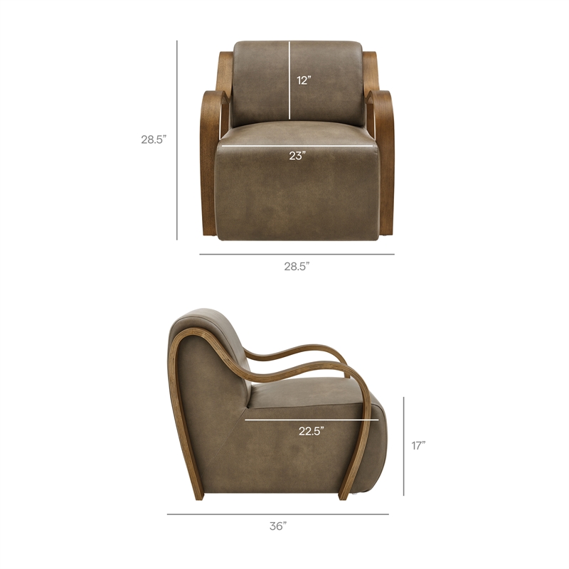 Atrium Vegan Leather Accent Armchair in Mushroom