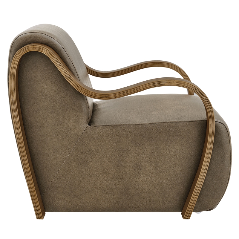 Atrium Vegan Leather Accent Armchair in Mushroom