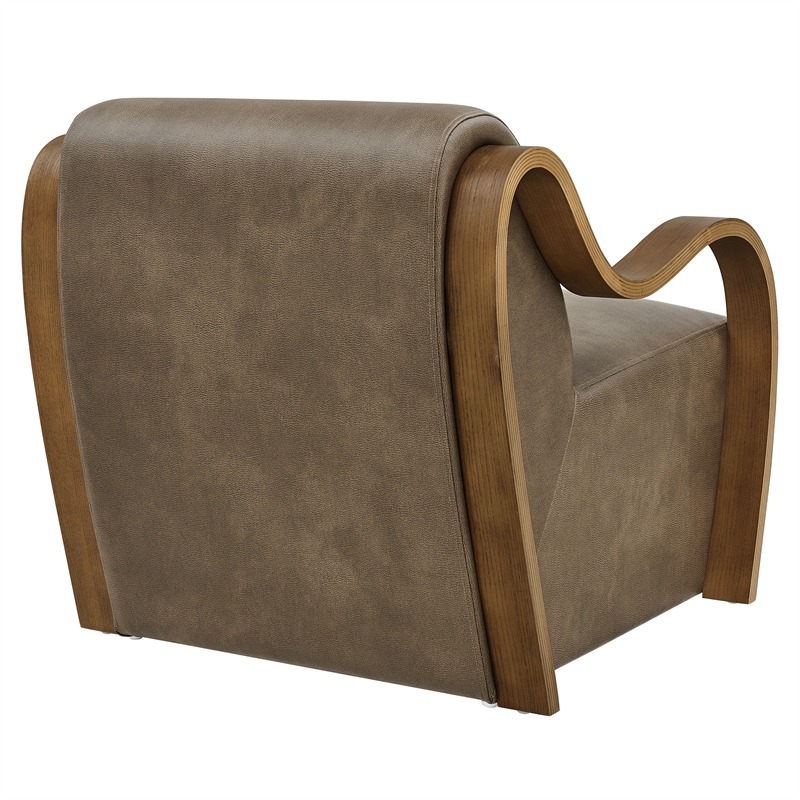 Atrium Vegan Leather Accent Armchair in Mushroom