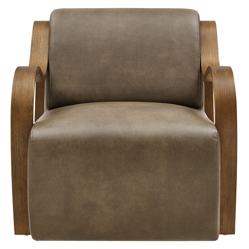 Atrium Vegan Leather Accent Armchair in Mushroom
