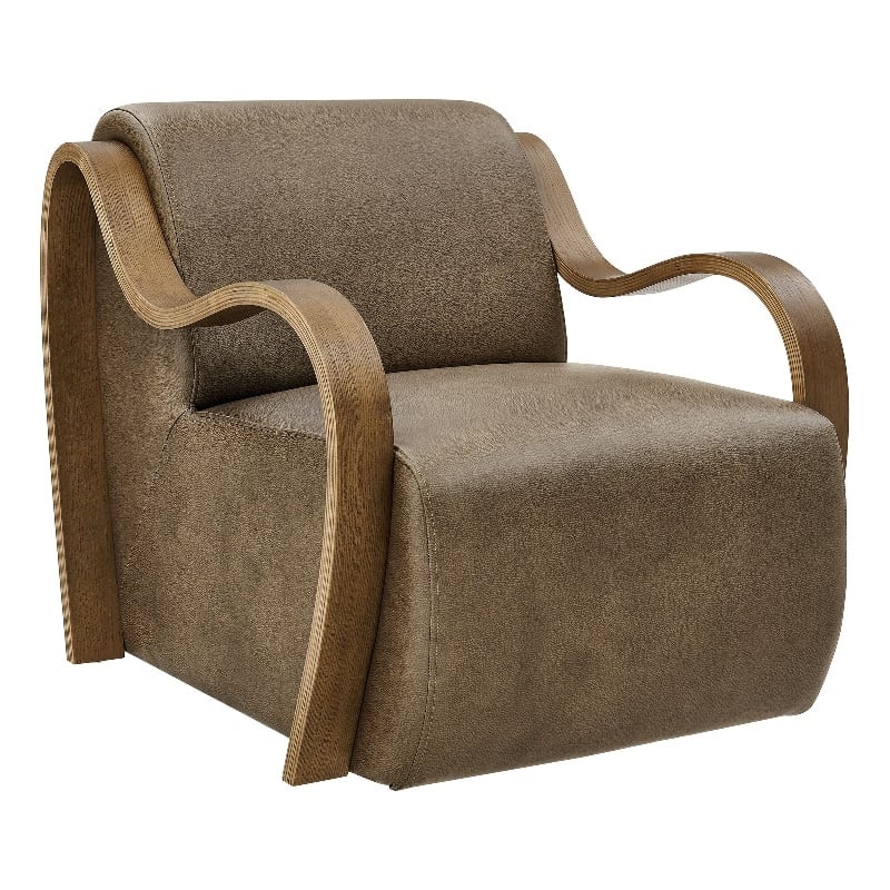 Atrium Vegan Leather Accent Armchair in Mushroom