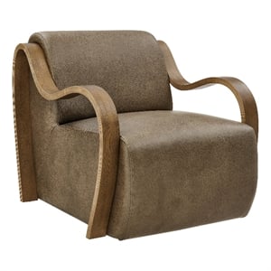 Atrium Vegan Leather Accent Armchair in Mushroom