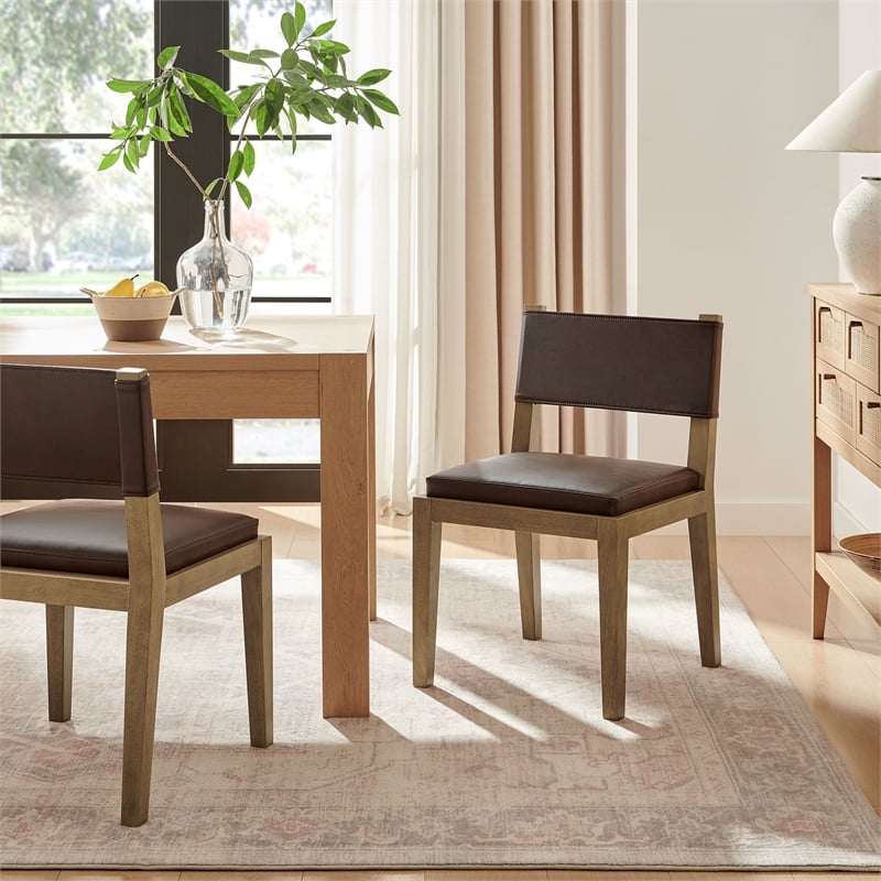 Calder Vegan Leather Dining Side Chair in Espresso