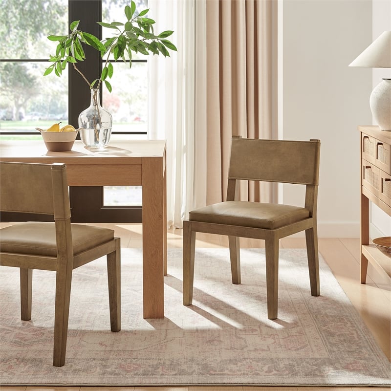 Calder Vegan Leather Dining Side Chair in Toast