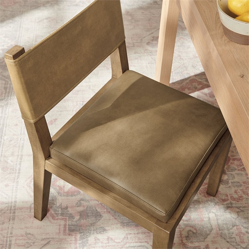 Calder Vegan Leather Dining Side Chair in Toast