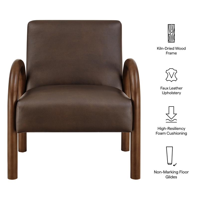 Lunet Faux Leather Upholstered Accent Chair in Espresso