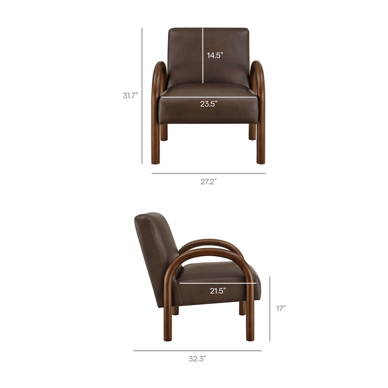 Lunet Faux Leather Upholstered Accent Chair in Espresso