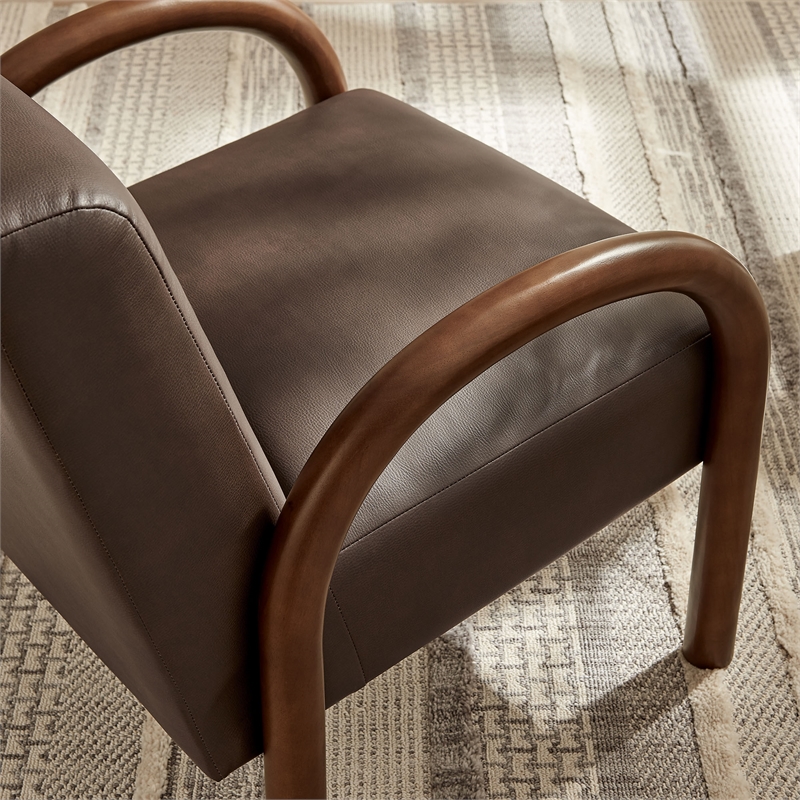 Lunet Faux Leather Upholstered Accent Chair in Espresso