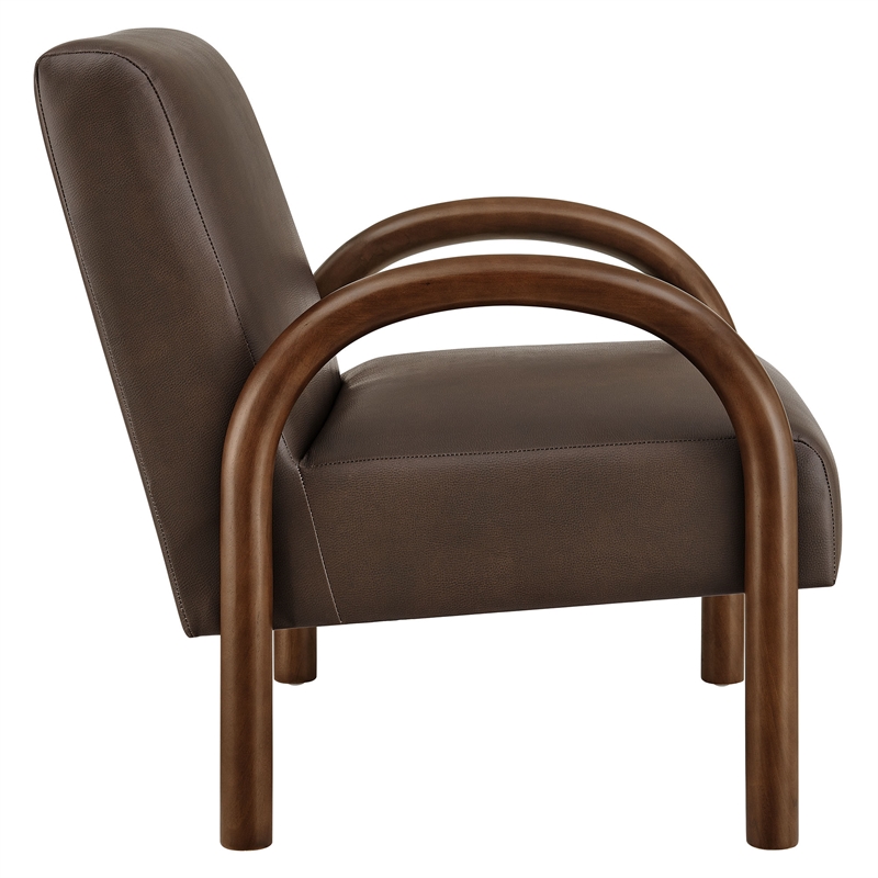 Lunet Faux Leather Upholstered Accent Chair in Espresso
