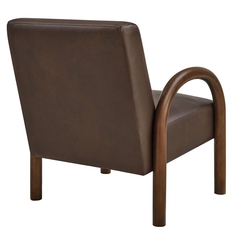 Lunet Faux Leather Upholstered Accent Chair in Espresso