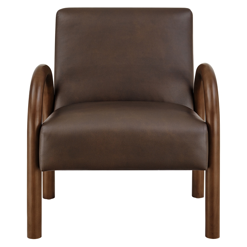 Lunet Faux Leather Upholstered Accent Chair in Espresso