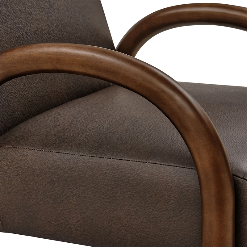 Lunet Faux Leather Upholstered Accent Chair in Espresso