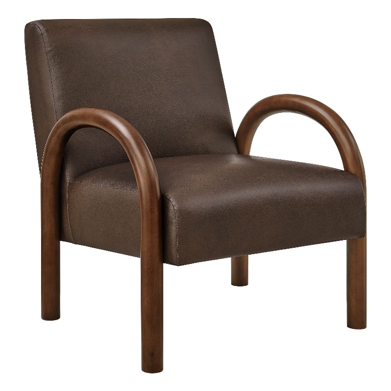 Lunet Faux Leather Upholstered Accent Chair in Espresso