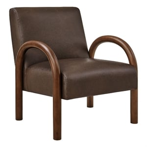 Lunet Faux Leather Upholstered Accent Chair in Espresso