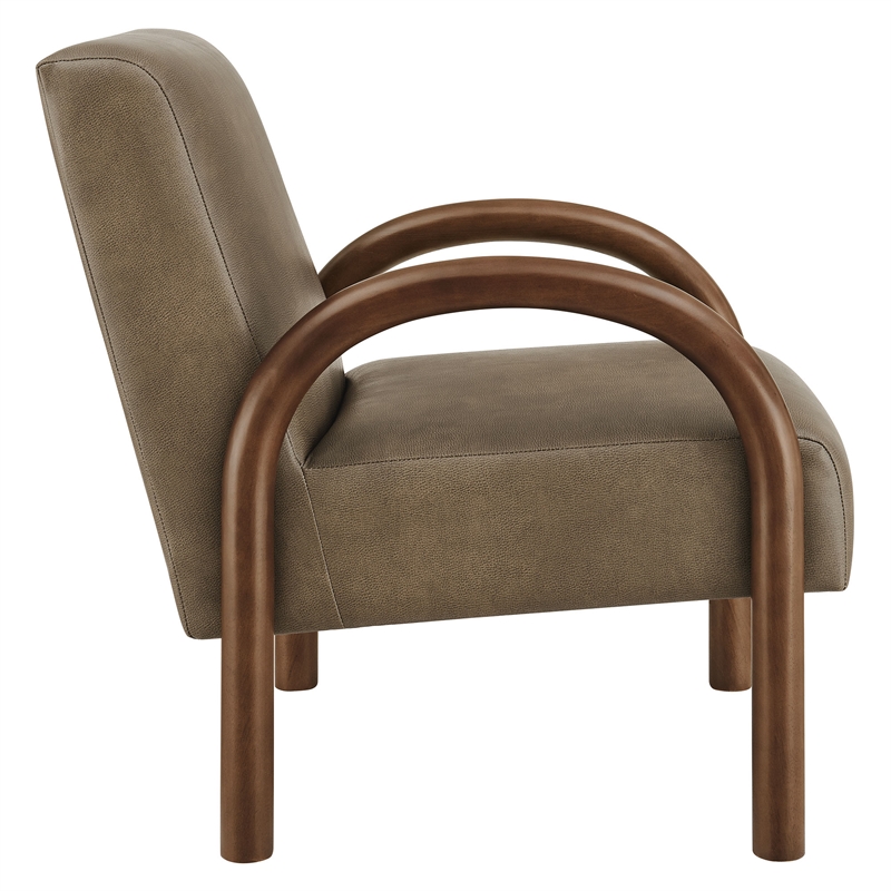 Lunet Faux Leather Upholstered Accent Chair in Mushroom