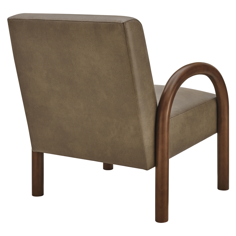 Lunet Faux Leather Upholstered Accent Chair in Mushroom