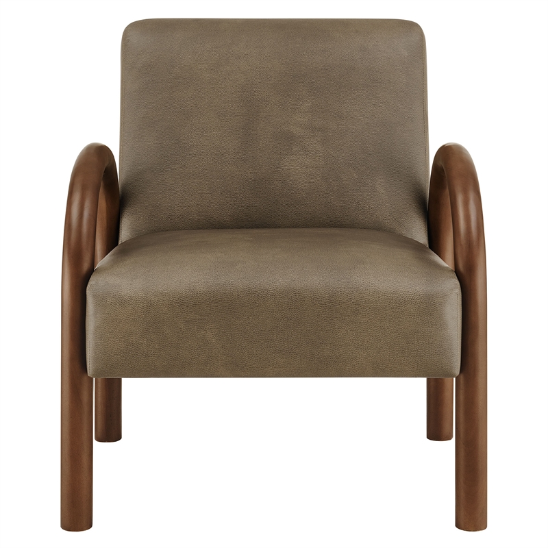 Lunet Faux Leather Upholstered Accent Chair in Mushroom