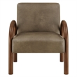 Lunet Faux Leather Upholstered Accent Chair in Mushroom