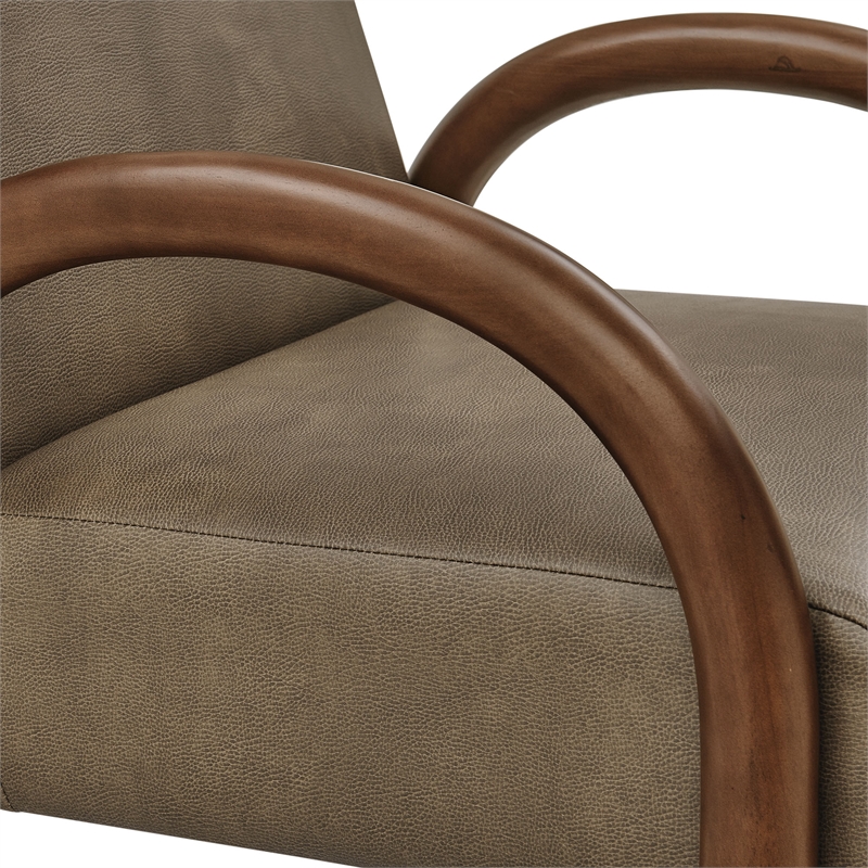 Lunet Faux Leather Upholstered Accent Chair in Mushroom