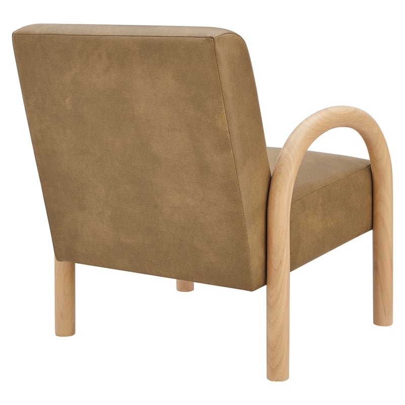 Lunet Faux Leather Upholstered Accent Chair in Toast