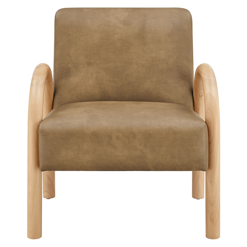 Lunet Faux Leather Upholstered Accent Chair in Toast