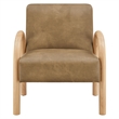 Lunet Faux Leather Upholstered Accent Chair in Toast