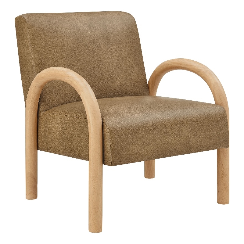 Lunet Faux Leather Upholstered Accent Chair in Toast