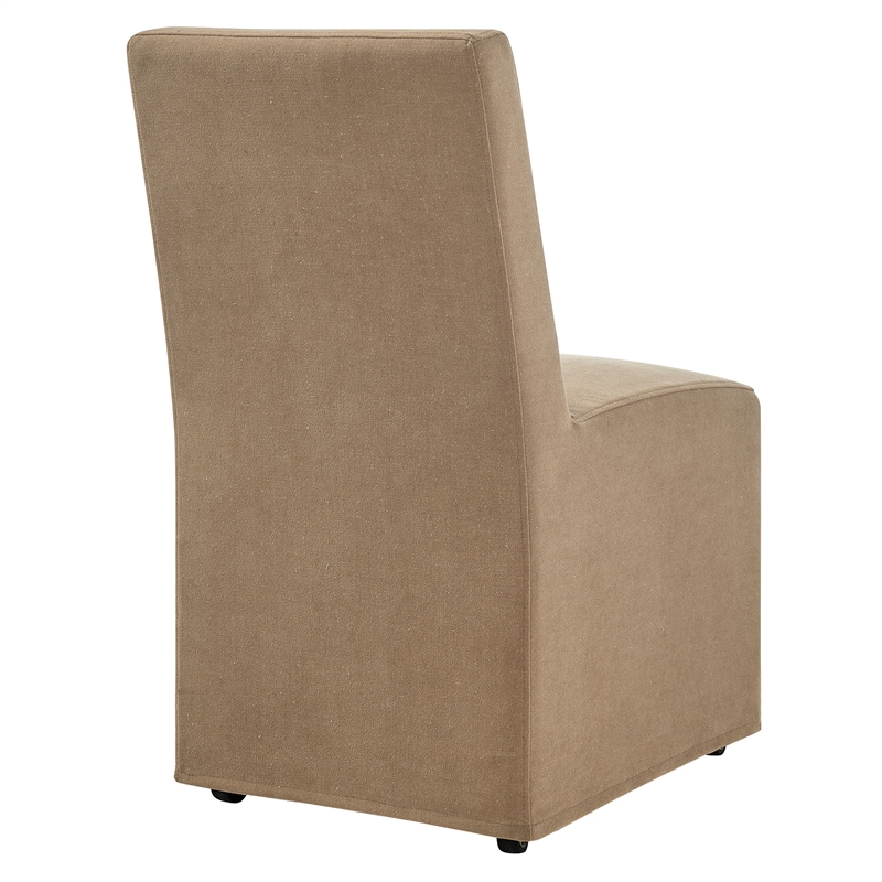 Tessera Upholstered Linen-Blend Slipcovered Dining Chair in Almond