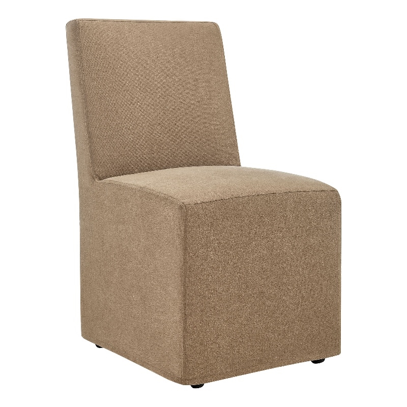 Tessera Upholstered Linen-Blend Slipcovered Dining Chair in Almond