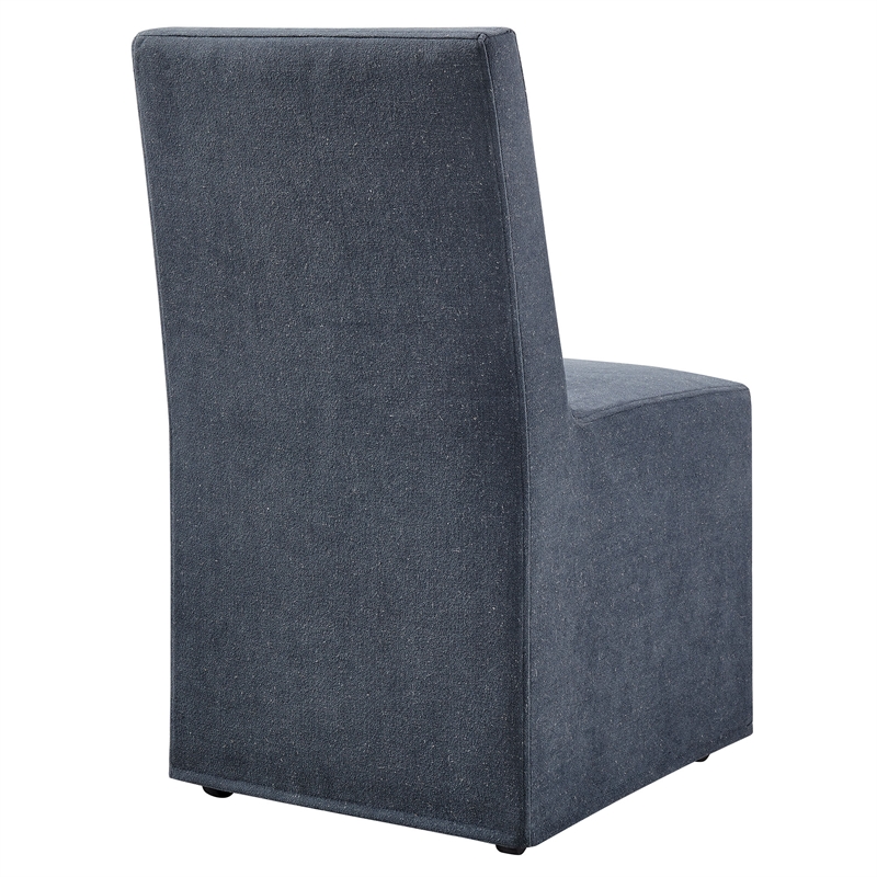 Tessera Upholstered Linen-Blend Slipcovered Dining Chair in Denim