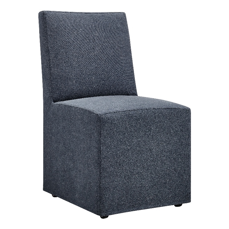 Tessera Upholstered Linen-Blend Slipcovered Dining Chair in Denim