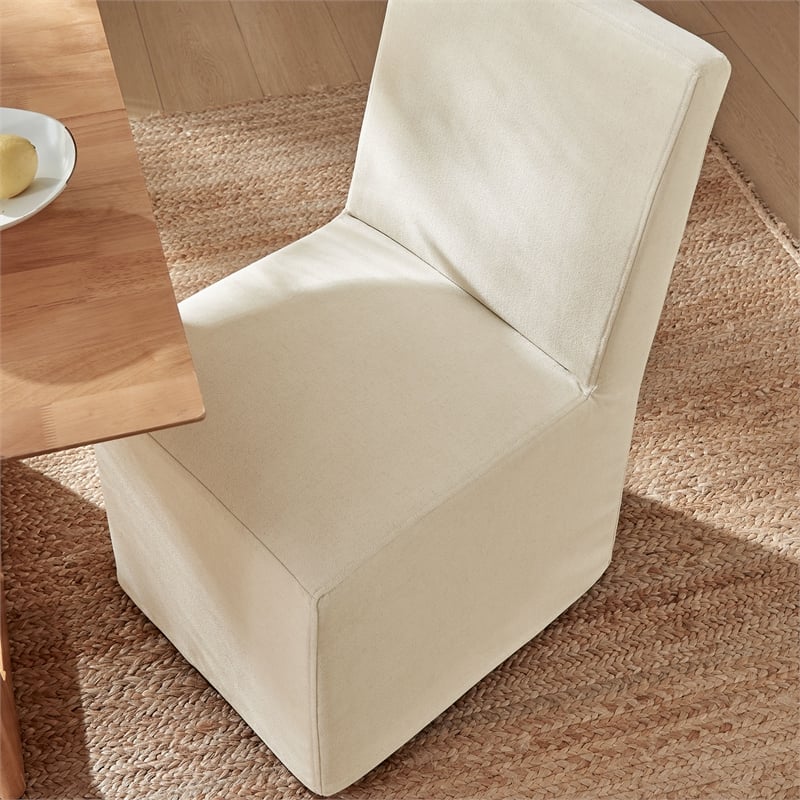 Tessera Upholstered Linen-Blend Slipcovered Dining Chair in Linen