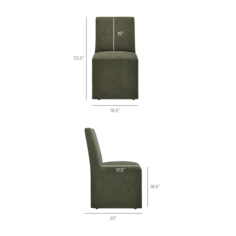 Tessera Upholstered Linen-Blend Slipcovered Dining Chair in Sage