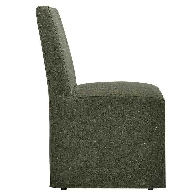 Tessera Upholstered Linen-Blend Slipcovered Dining Chair in Sage