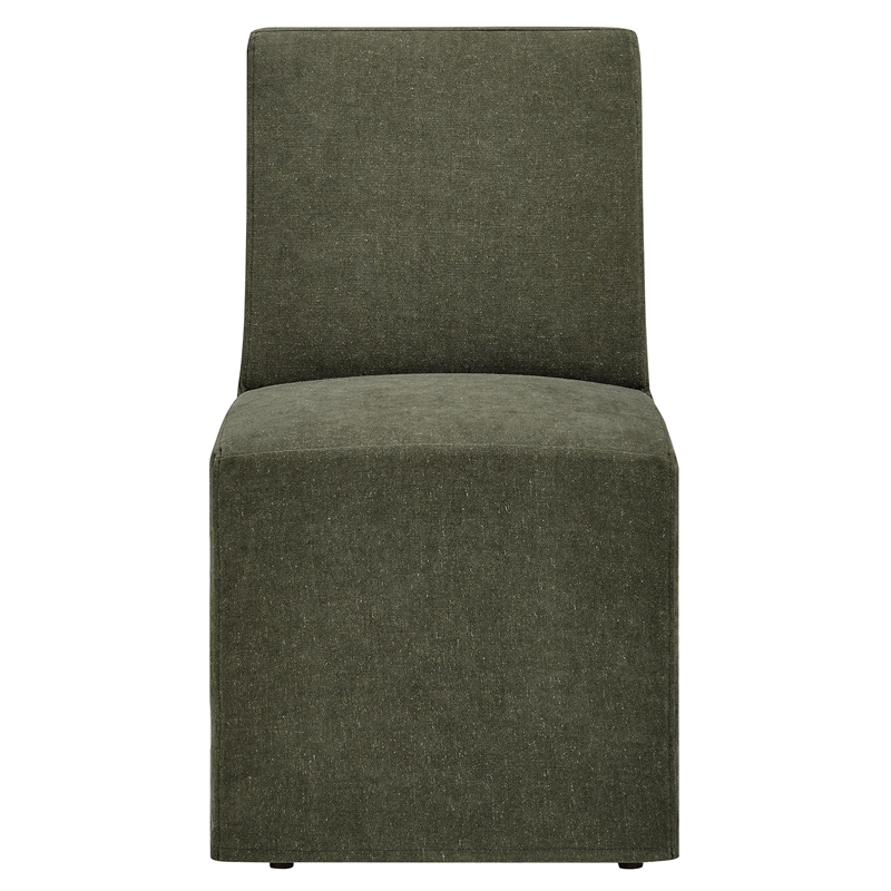 Tessera Upholstered Linen-Blend Slipcovered Dining Chair in Sage