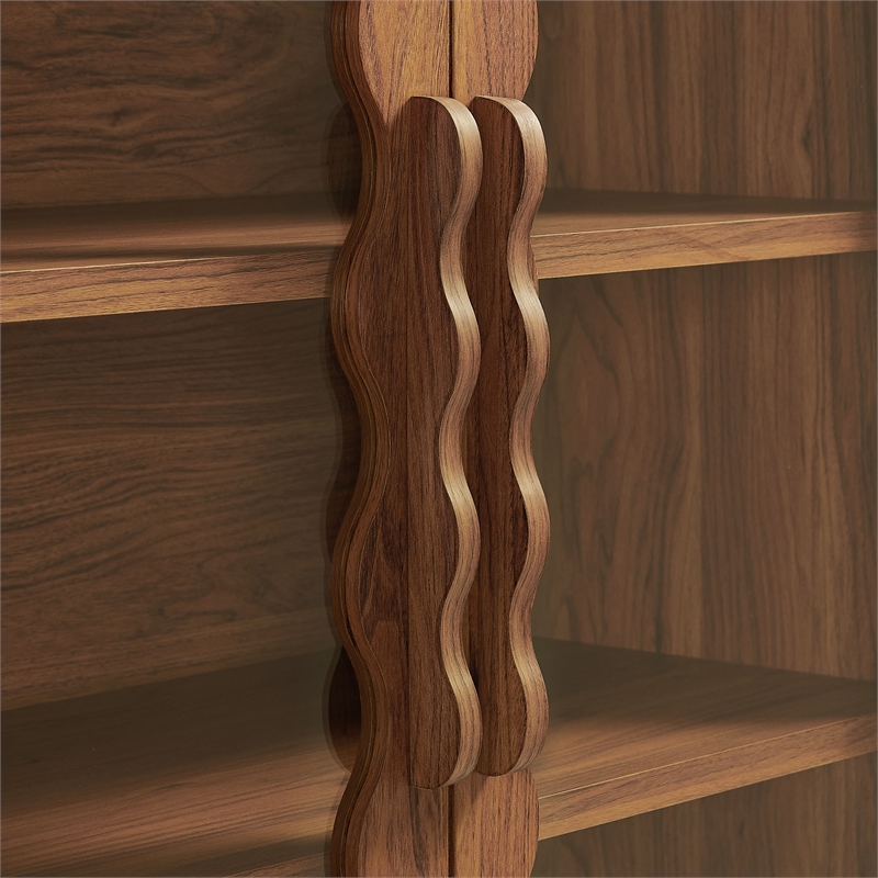 Rory 76 Inch Arched Kitchen Pantry Cabinet in Walnut