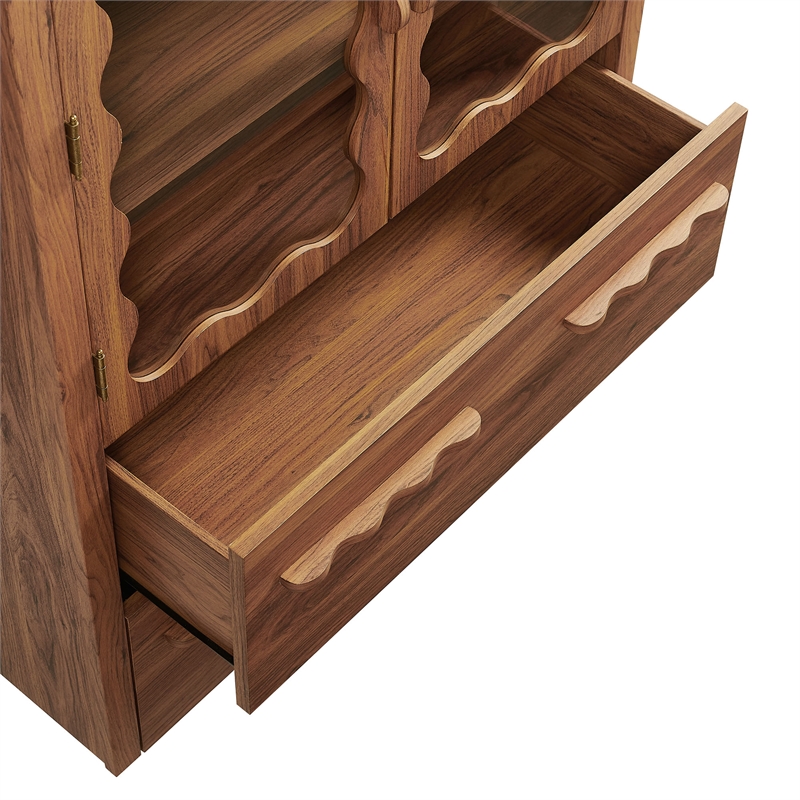 Rory 76 Inch Arched Kitchen Pantry Cabinet in Walnut