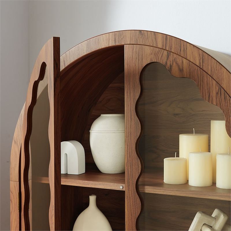 Rory 76 Inch Arched Kitchen Pantry Cabinet in Walnut