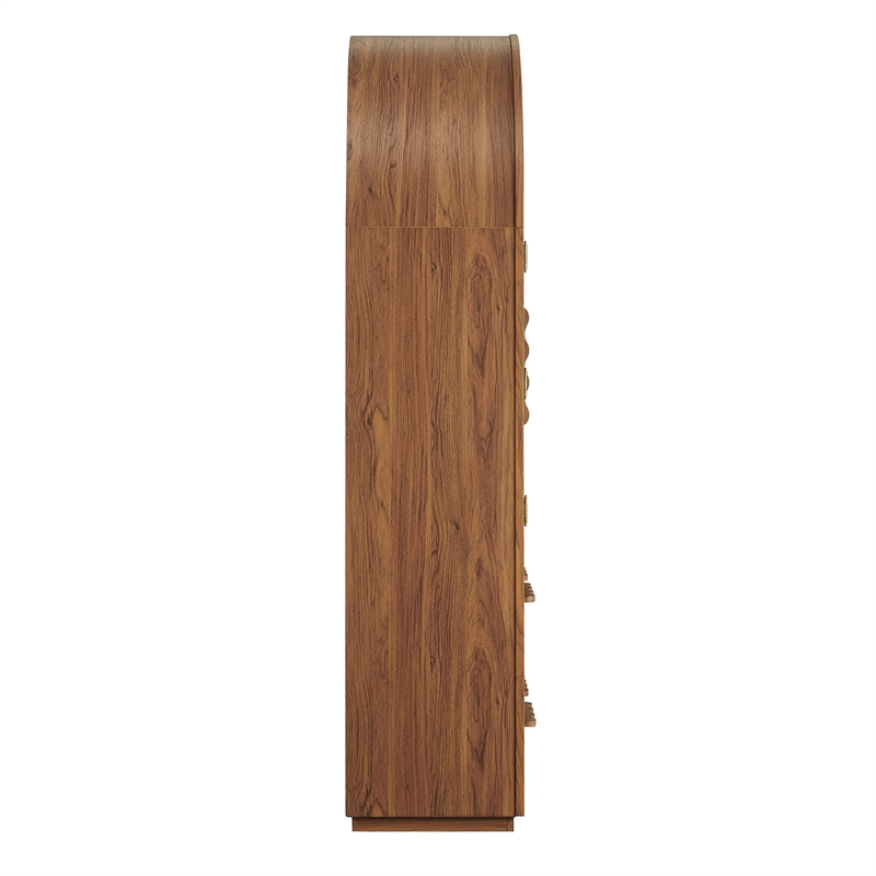 Rory 76 Inch Arched Kitchen Pantry Cabinet in Walnut