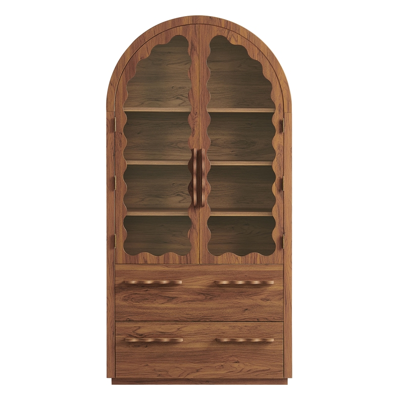 Rory 76 Inch Arched Kitchen Pantry Cabinet in Walnut