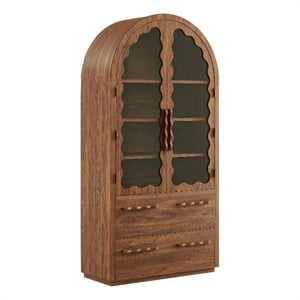 Rory 76 Inch Arched Kitchen Pantry Cabinet in Walnut