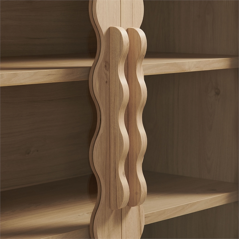 Rory 76 Inch Arched Kitchen Pantry Cabinet in Light Oak