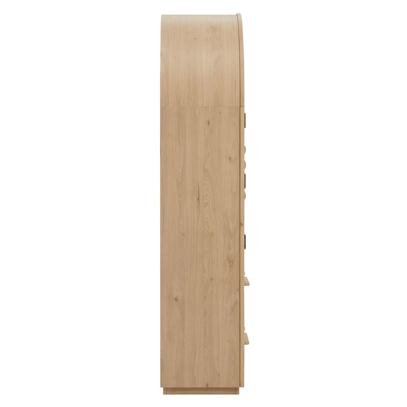 Rory 76 Inch Arched Kitchen Pantry Cabinet in Light Oak