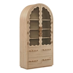 Rory 76 Inch Arched Kitchen Pantry Cabinet in Light Oak