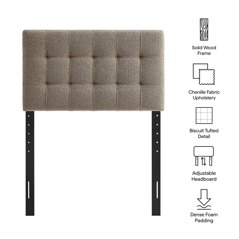 Lily Upholstered Twin Size Headboard in Taupe