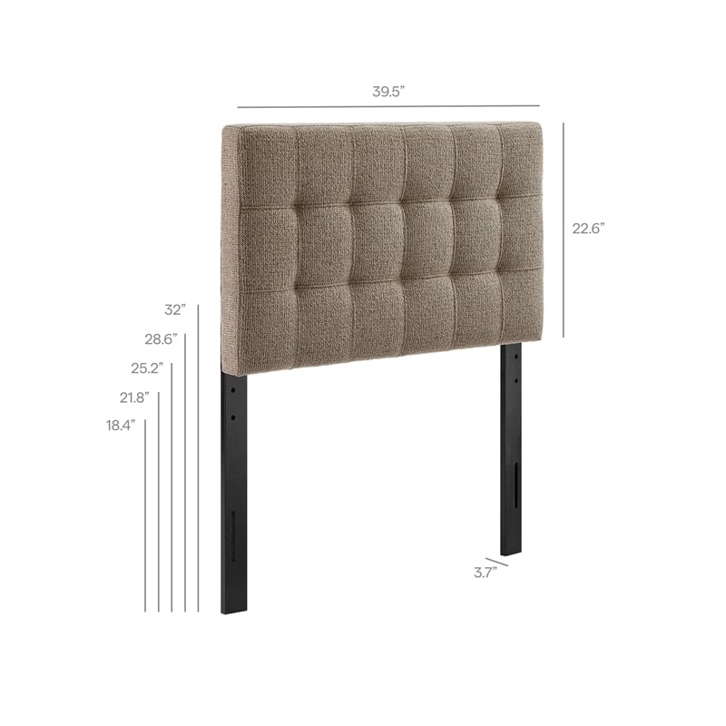 Lily Upholstered Twin Size Headboard in Taupe